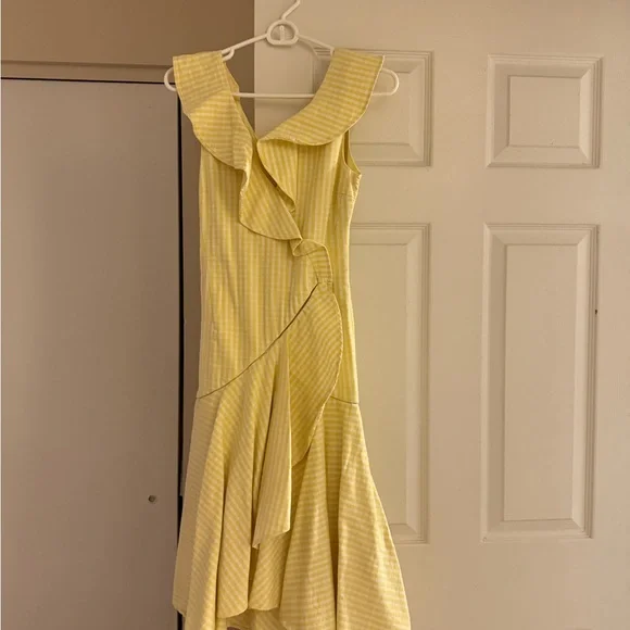 Jonathan Simkhai Yellow Ruffled Gingham Dress - Picture 2 of 5